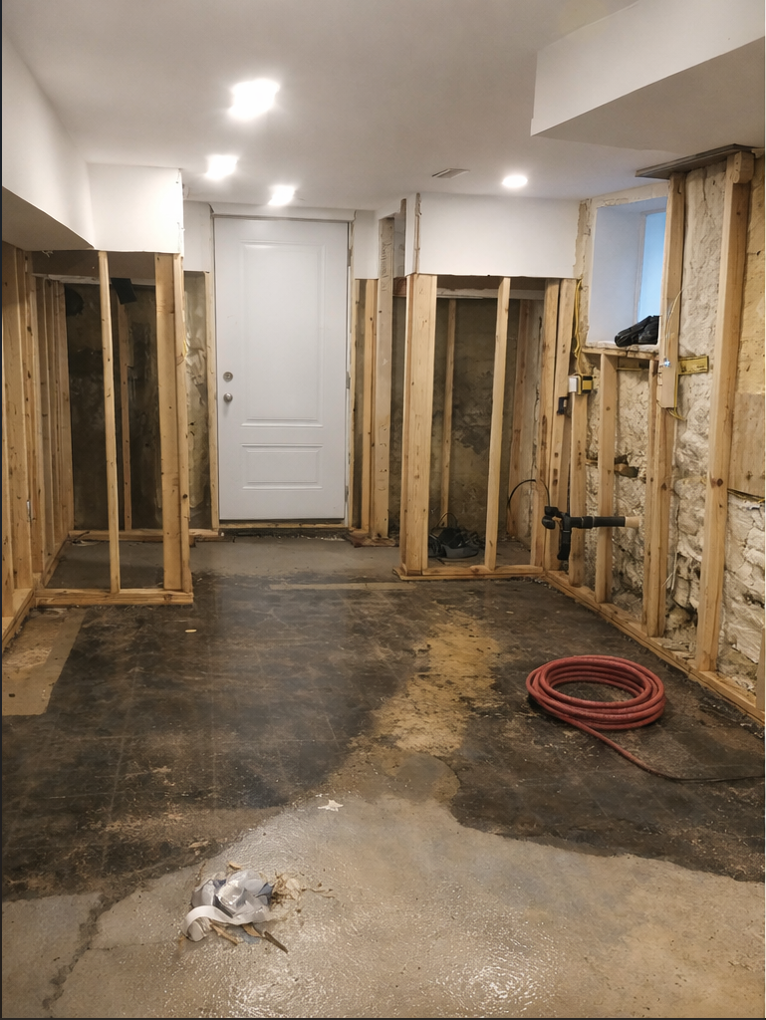 Before — flooded basement water damage